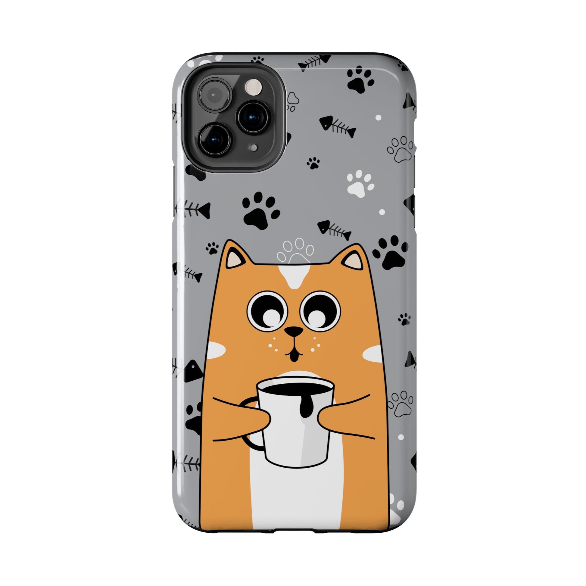 Cat Drinking Coffee Tough Phone Case - Awfullynerdy.co