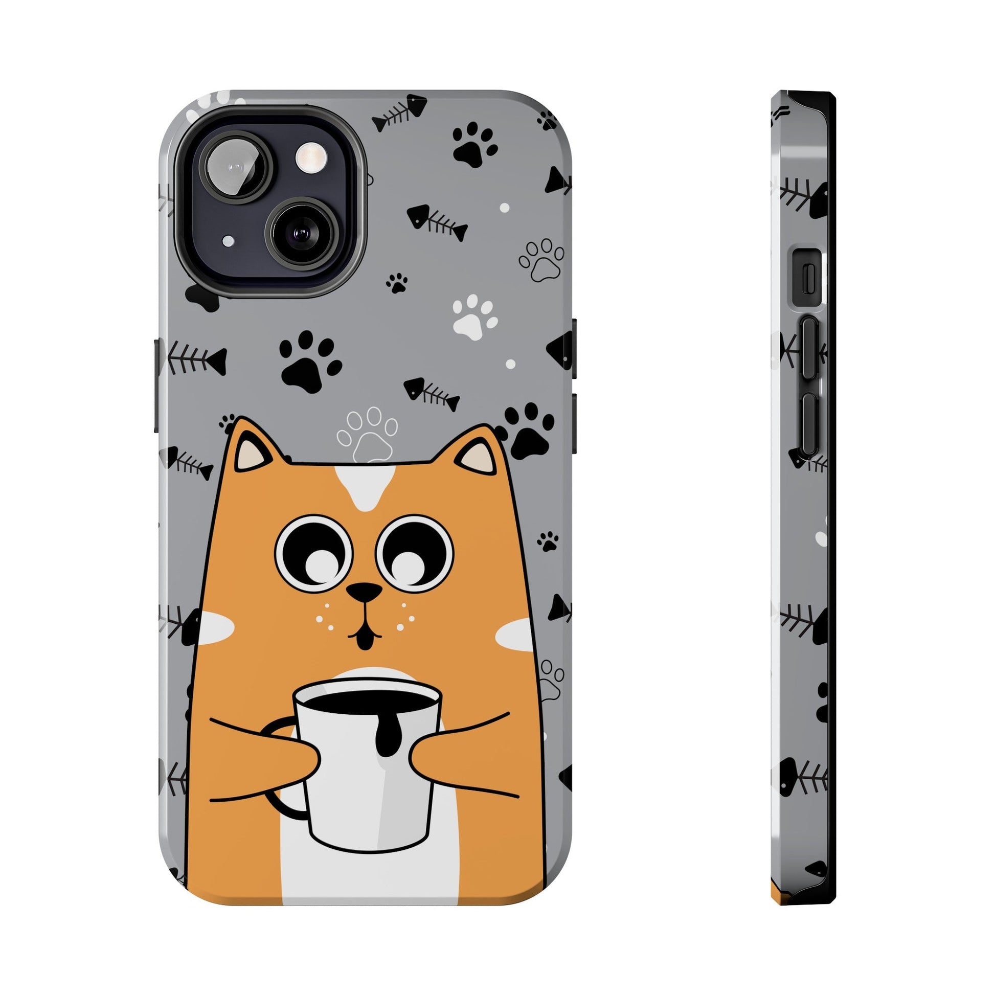 Cat Drinking Coffee Tough Phone Case - Awfullynerdy.co