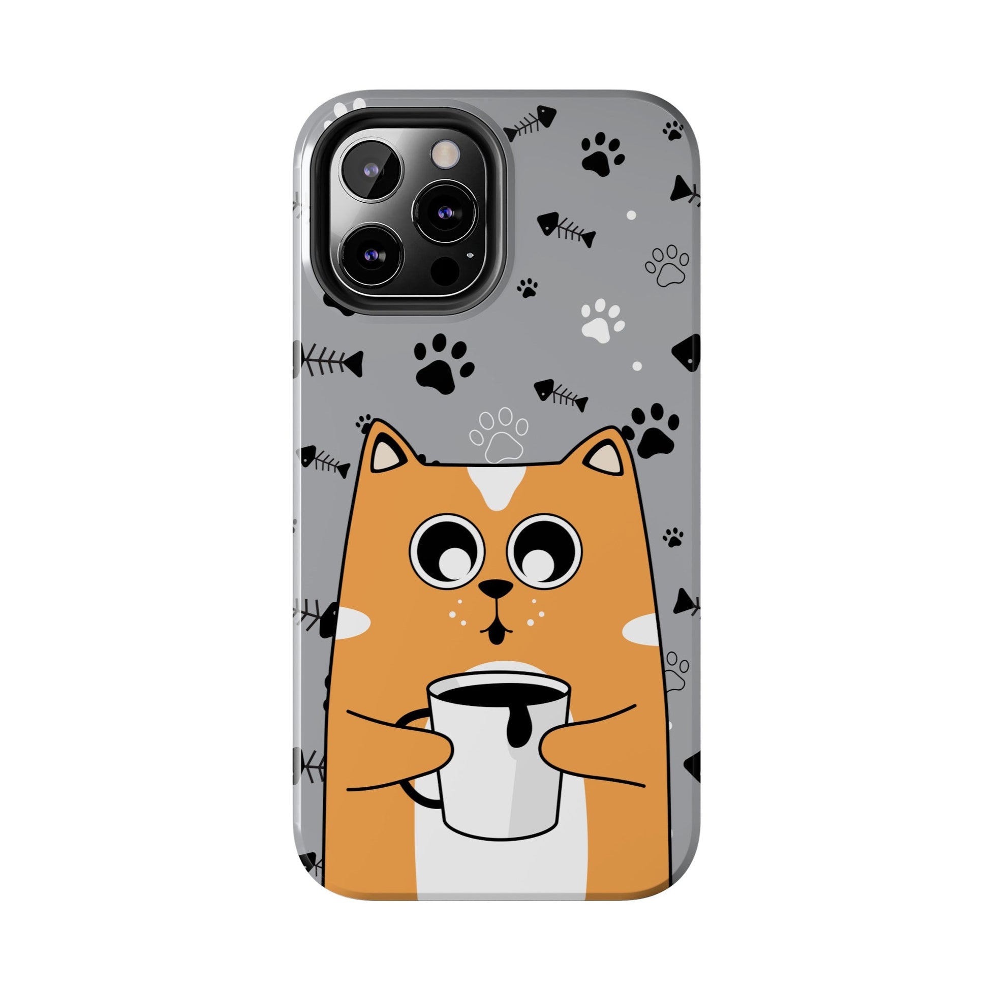 Cat Drinking Coffee Tough Phone Case - Awfullynerdy.co