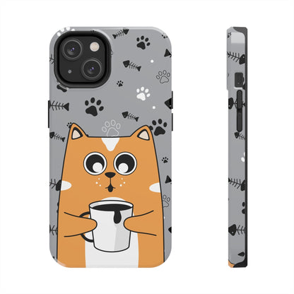 Cat Drinking Coffee Tough Phone Case - Awfullynerdy.co