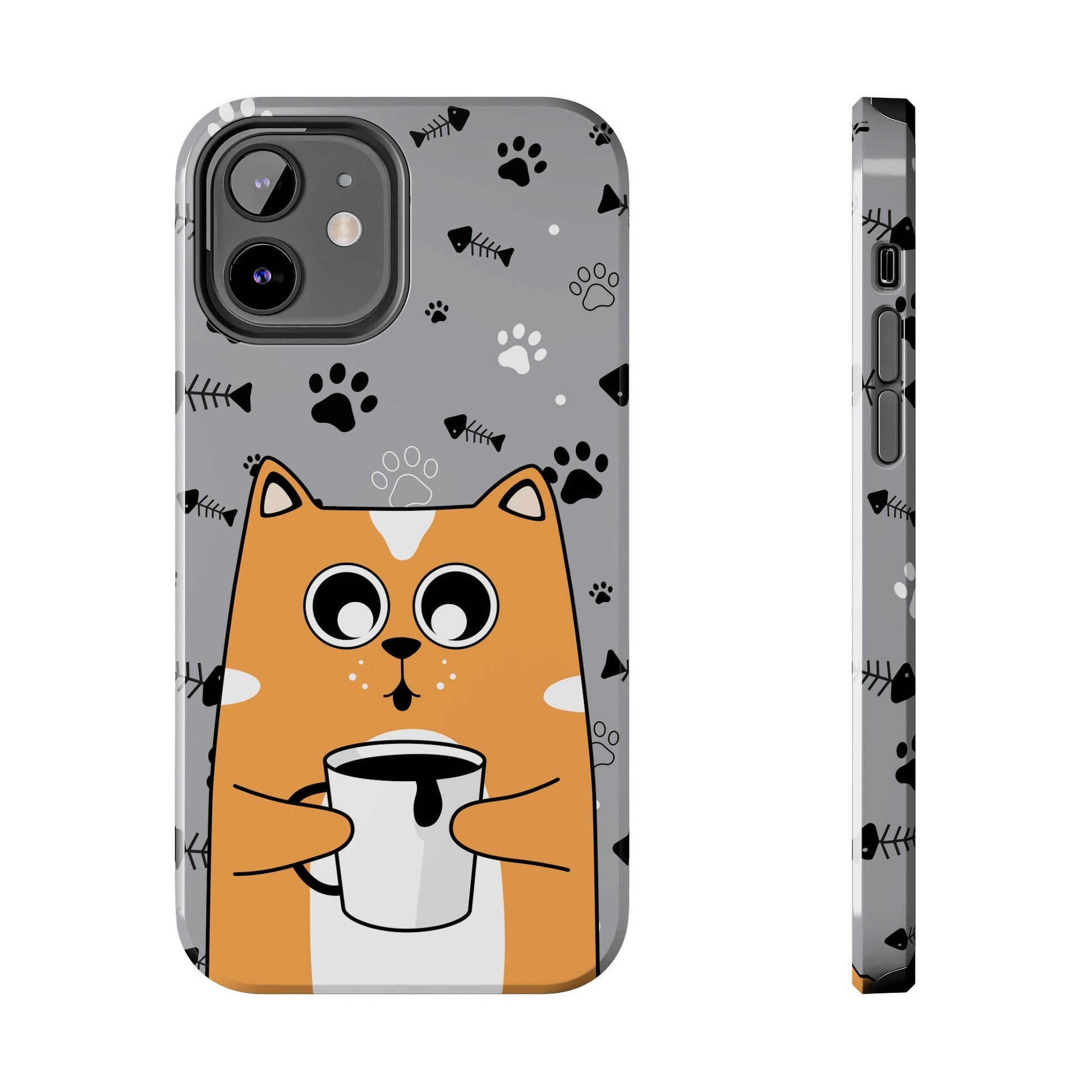 Cat Drinking Coffee Tough Phone Case - Awfullynerdy.co