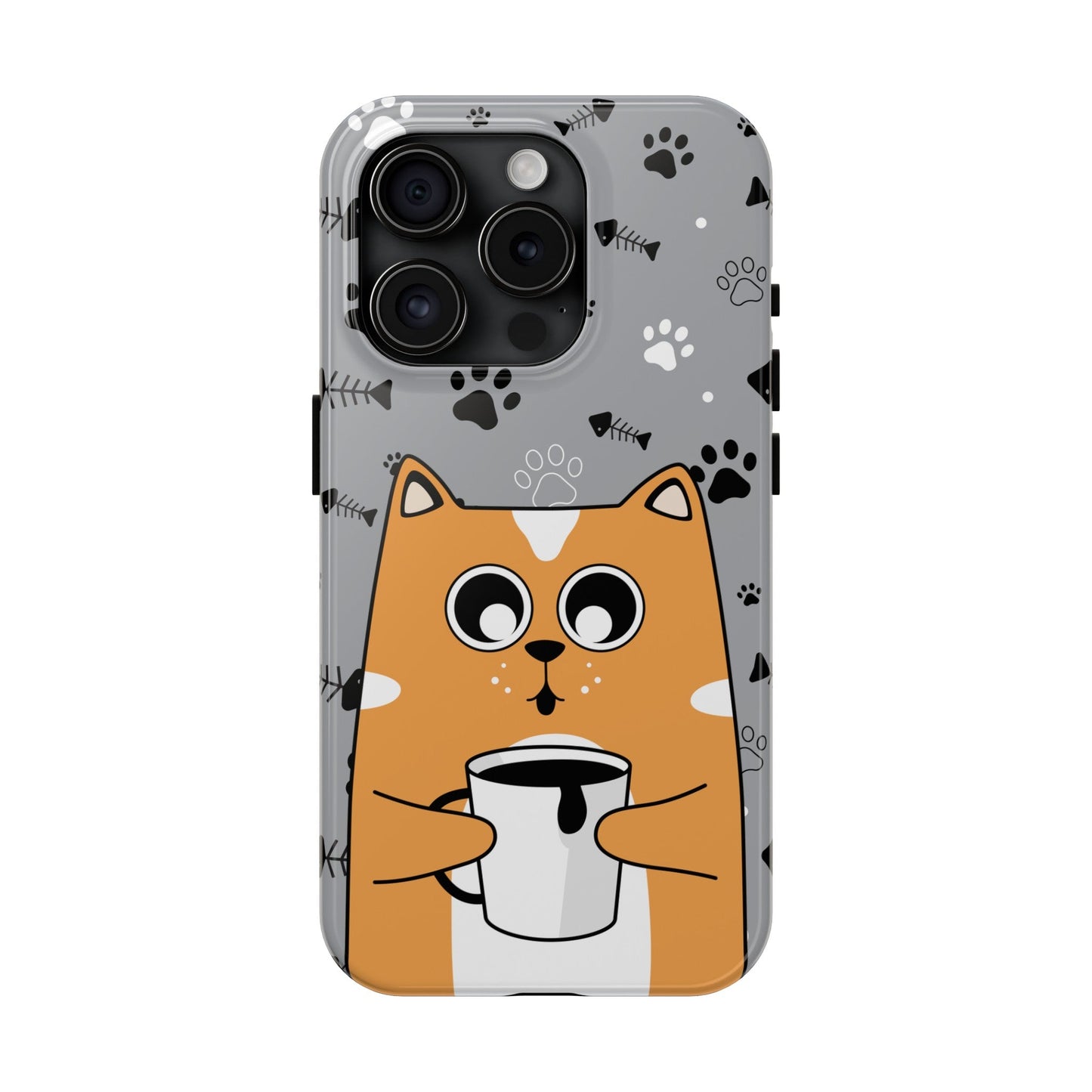 Cat Drinking Coffee Tough Phone Case - Awfullynerdy.co