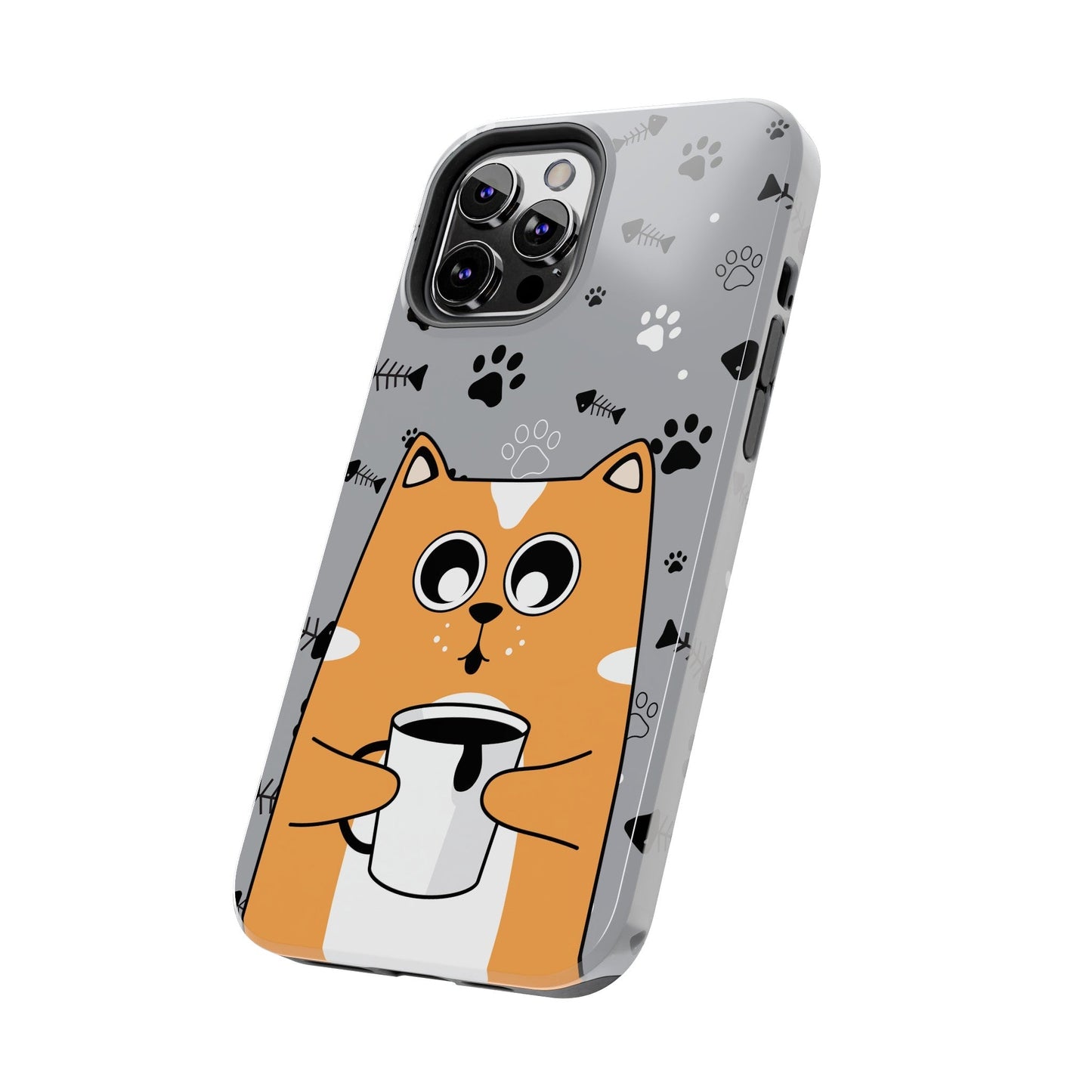 Cat Drinking Coffee Tough Phone Case - Awfullynerdy.co