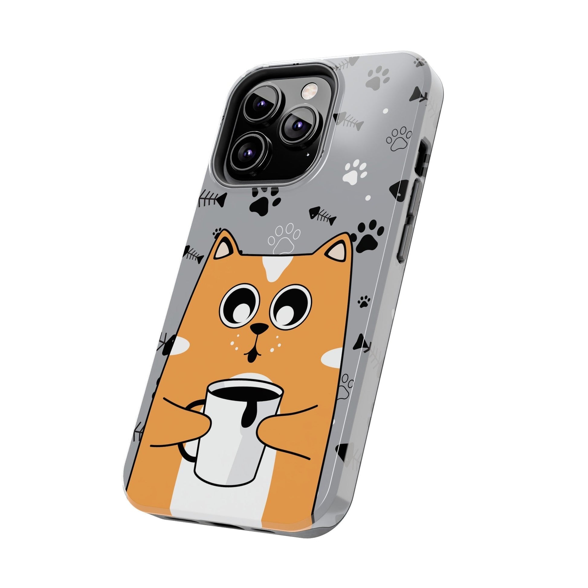 Cat Drinking Coffee Tough Phone Case - Awfullynerdy.co