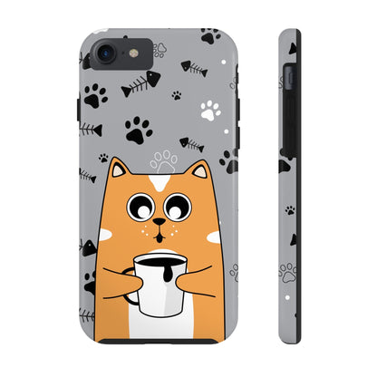 Cat Drinking Coffee Tough Phone Case - Awfullynerdy.co