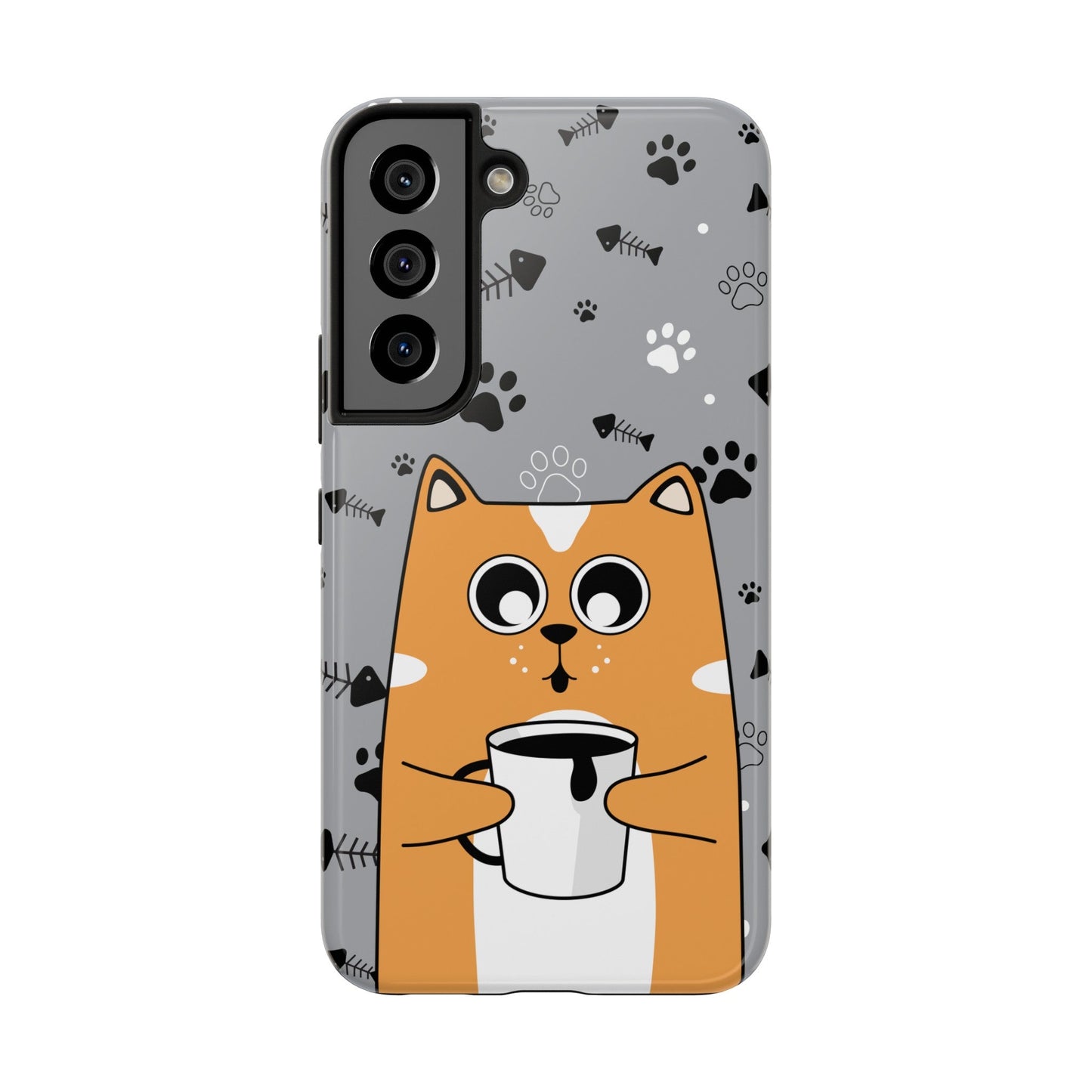 Cat Drinking Coffee Tough Phone Case - Awfullynerdy.co