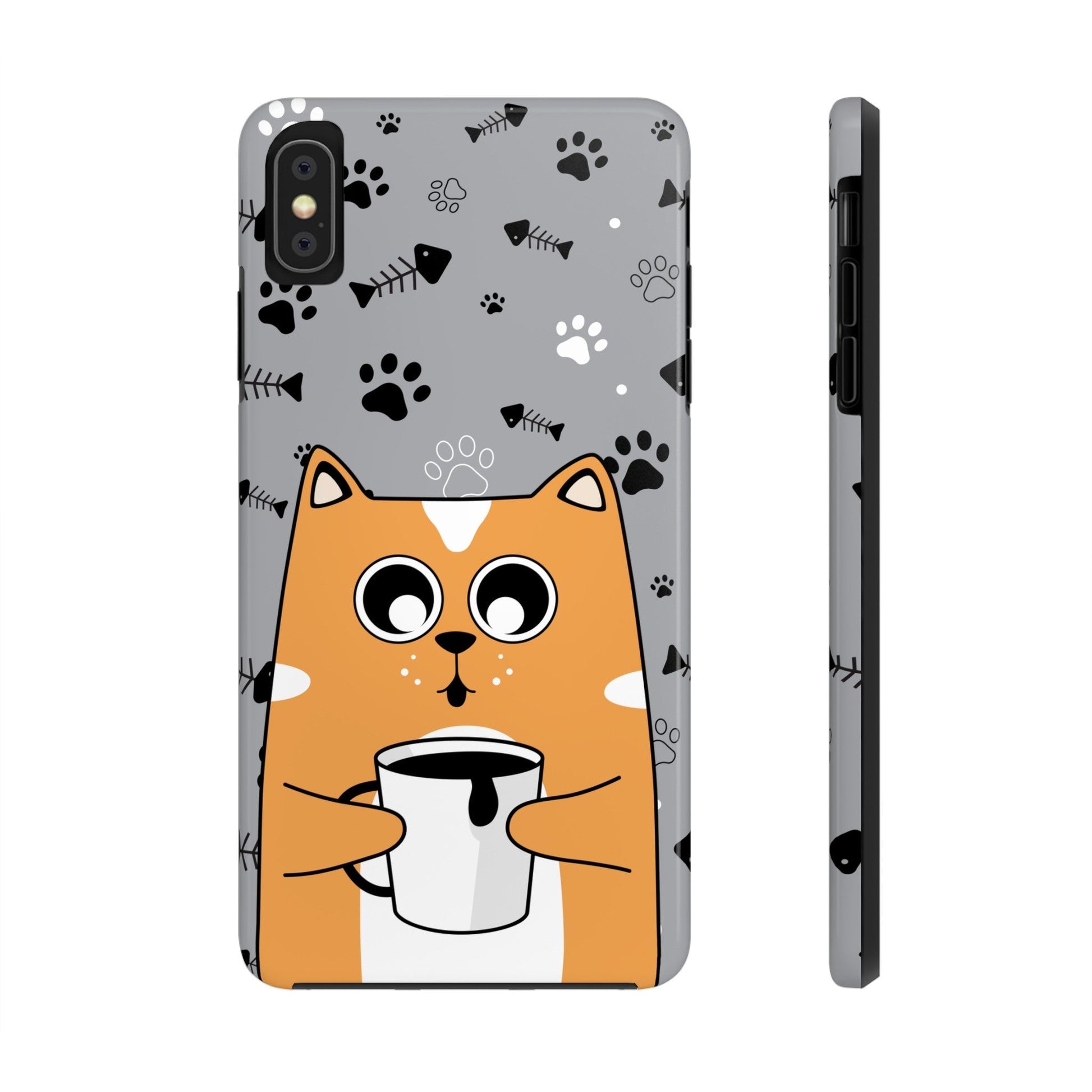 Cat Drinking Coffee Tough Phone Case - Awfullynerdy.co