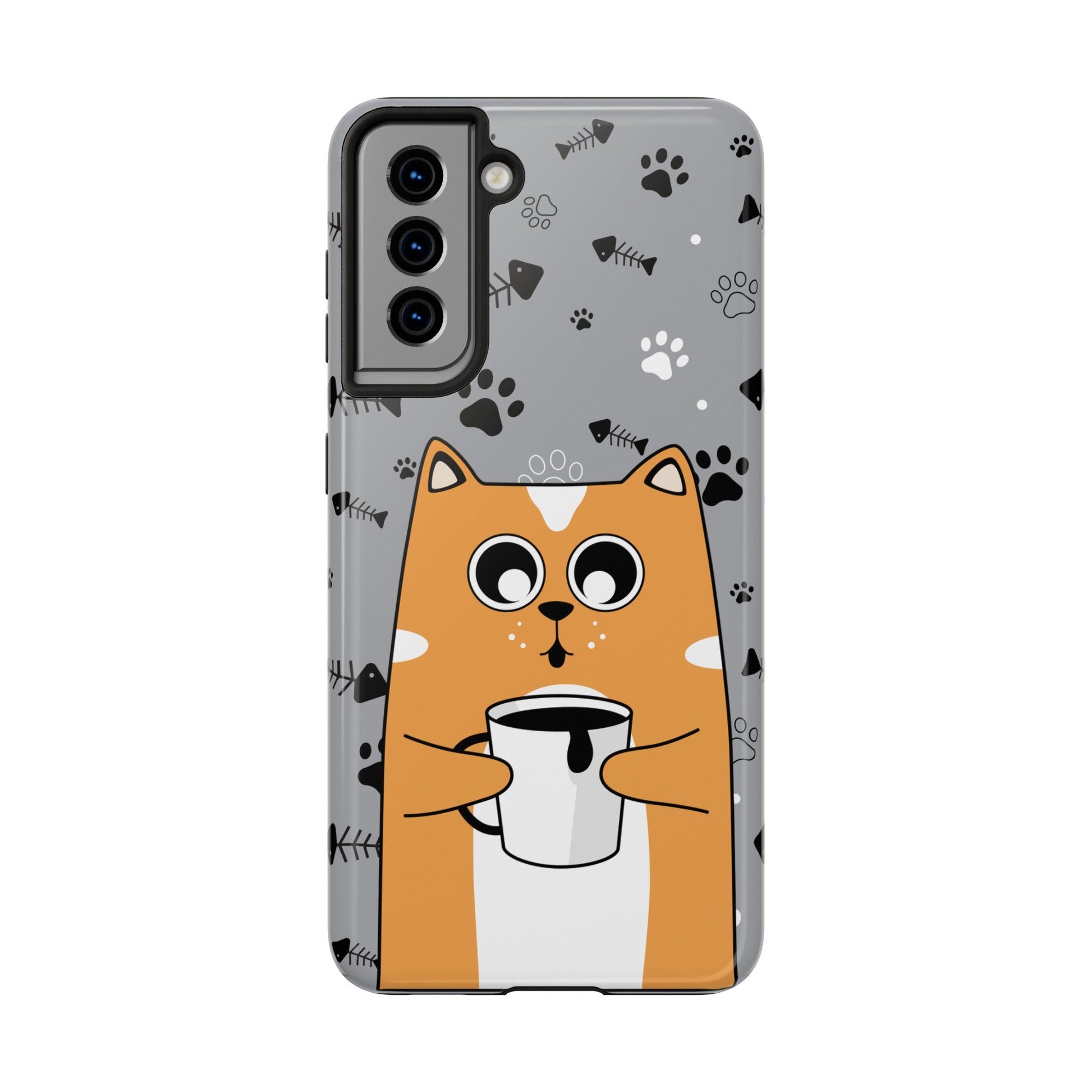 Cat Drinking Coffee Tough Phone Case - Awfullynerdy.co