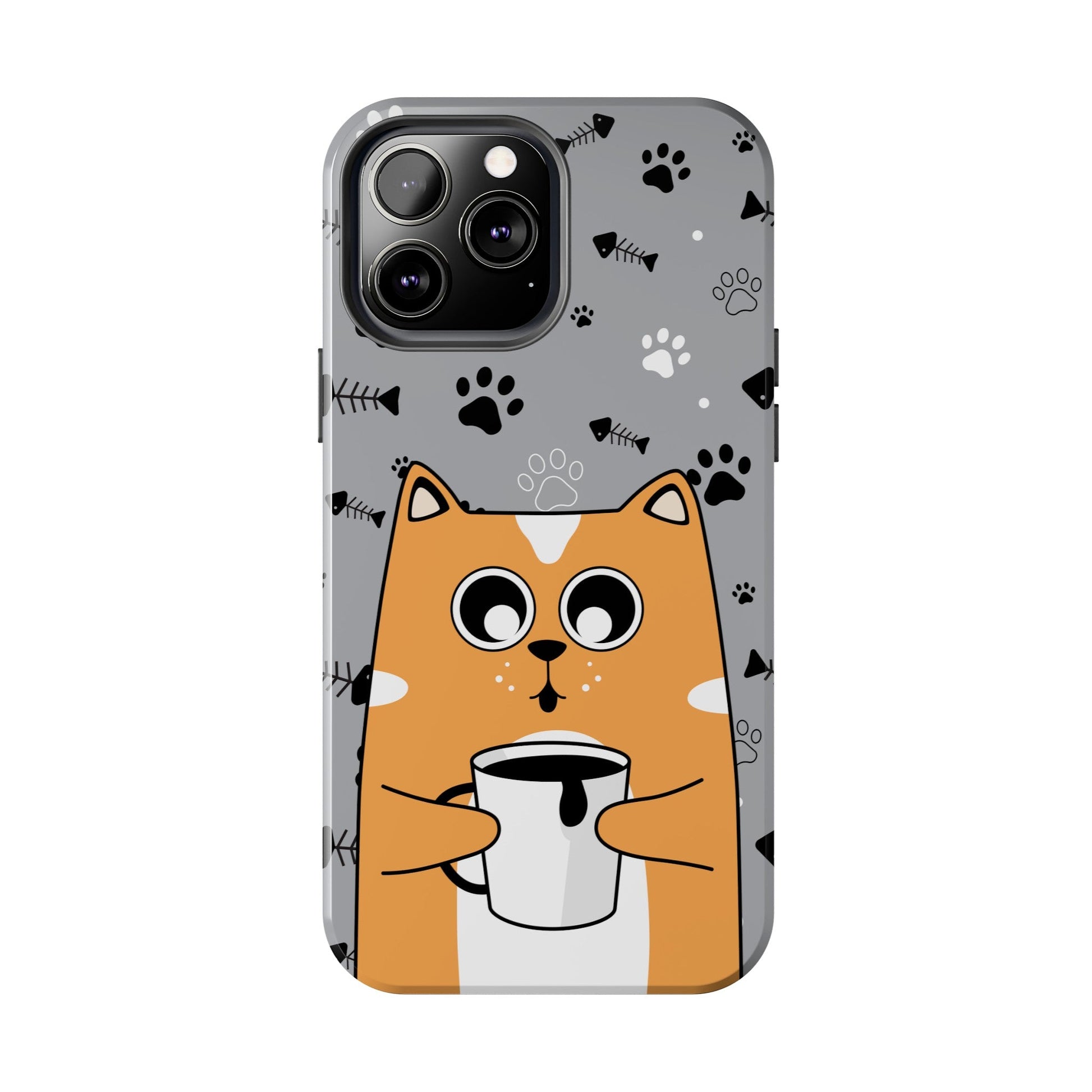 Cat Drinking Coffee Tough Phone Case - Awfullynerdy.co