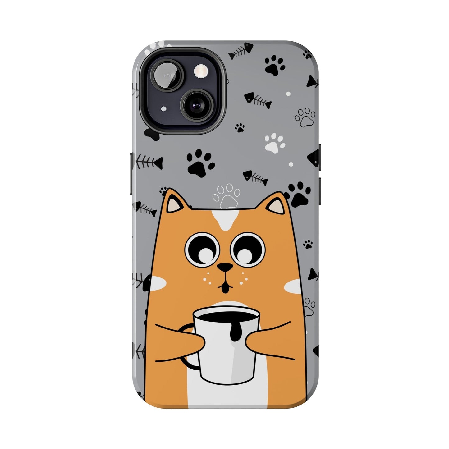 Cat Drinking Coffee Tough Phone Case - Awfullynerdy.co