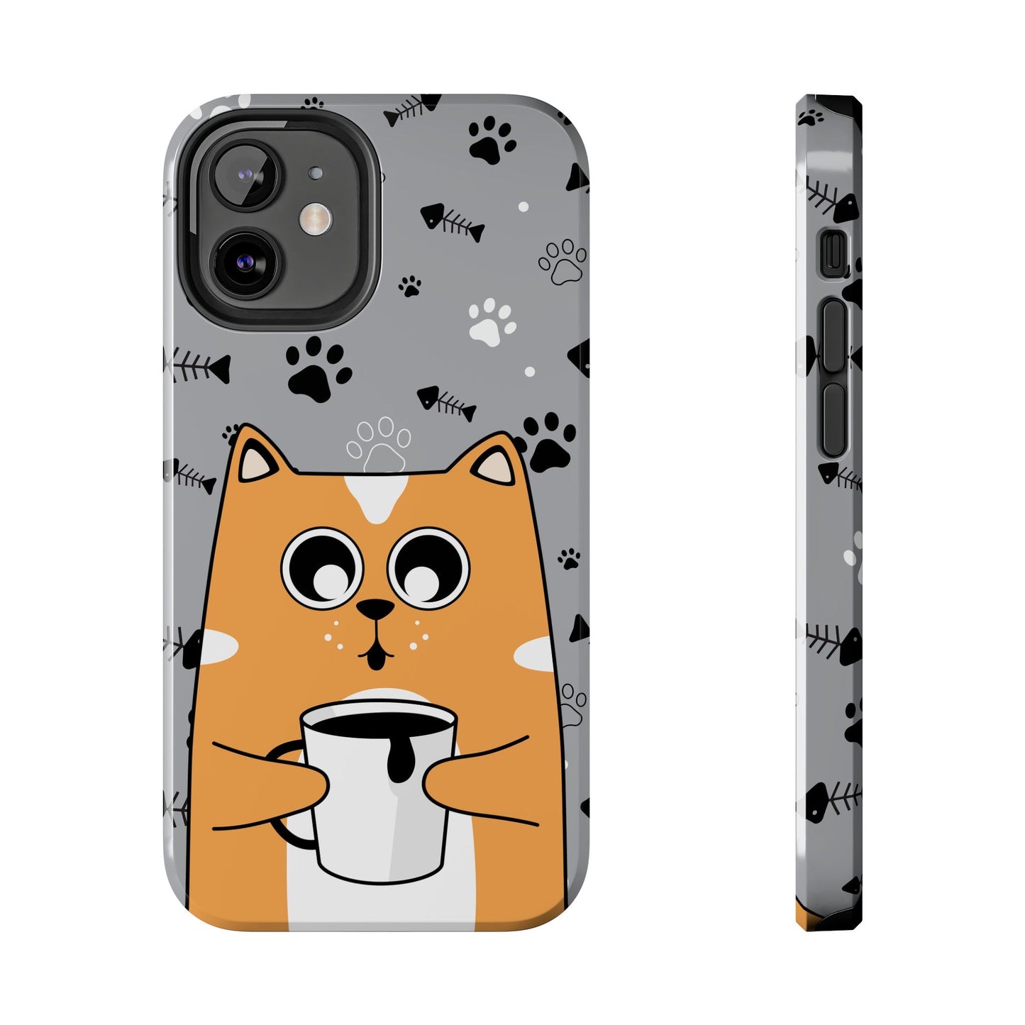 Cat Drinking Coffee Tough Phone Case - Awfullynerdy.co