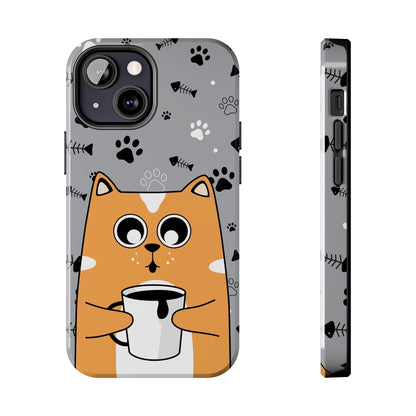 Cat Drinking Coffee Tough Phone Case - Awfullynerdy.co