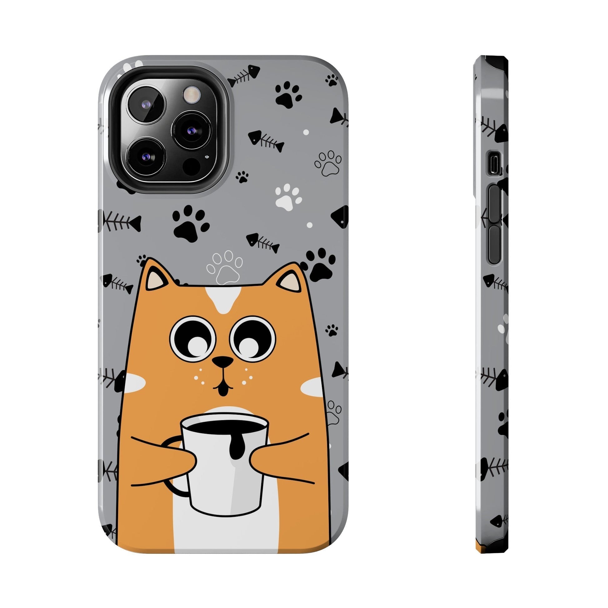 Cat Drinking Coffee Tough Phone Case - Awfullynerdy.co