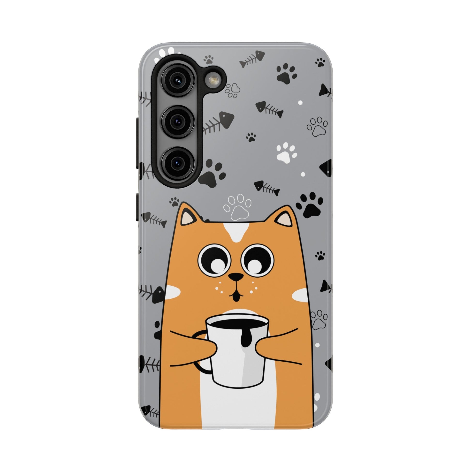 Cat Drinking Coffee Tough Phone Case - Awfullynerdy.co