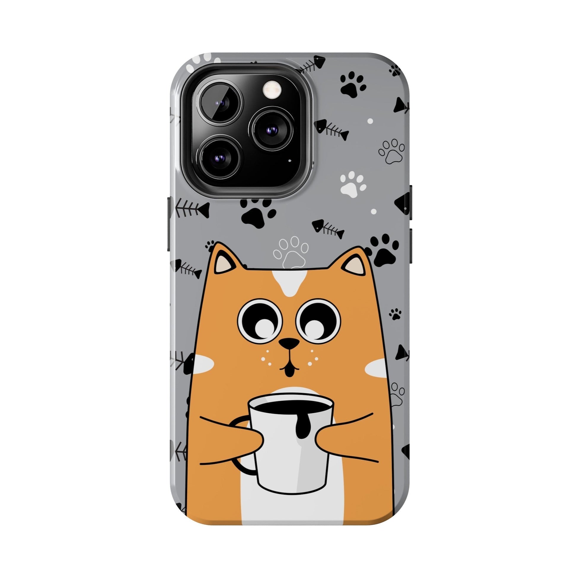 Cat Drinking Coffee Tough Phone Case - Awfullynerdy.co