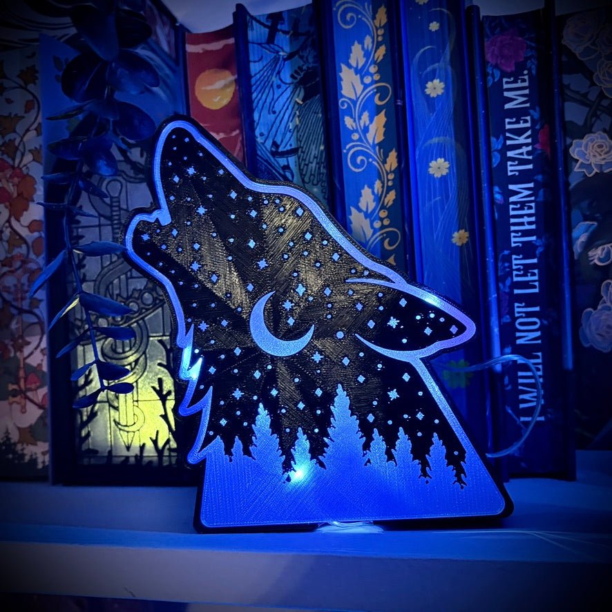 Celestial Wolf Light Up Book Nook - Awfullynerdy.co