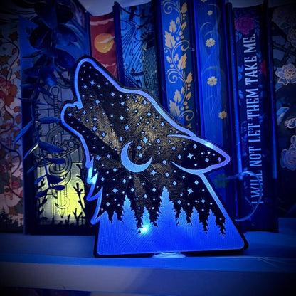 Celestial Wolf Light Up Book Nook - Awfullynerdy.co