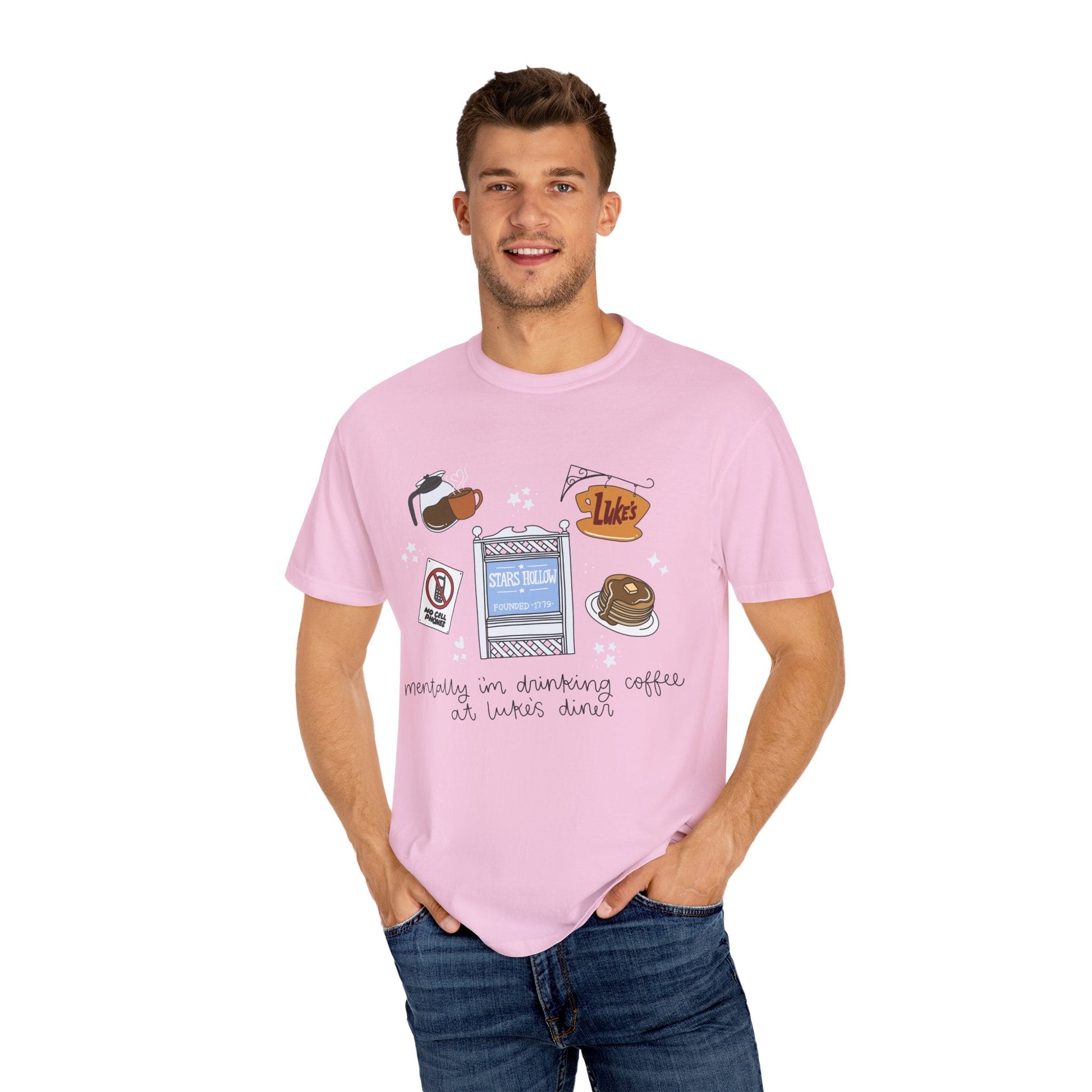 Coffee Lover T-Shirt - Mentally I'm Drinking Coffee at Luke's - Awfullynerdy.co