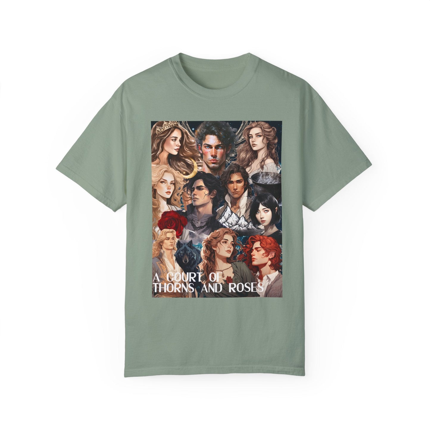 Comfort Colors A Court of Thorns and Roses Collage Unisex Garment - Dyed T - shirt - Awfullynerdy.co