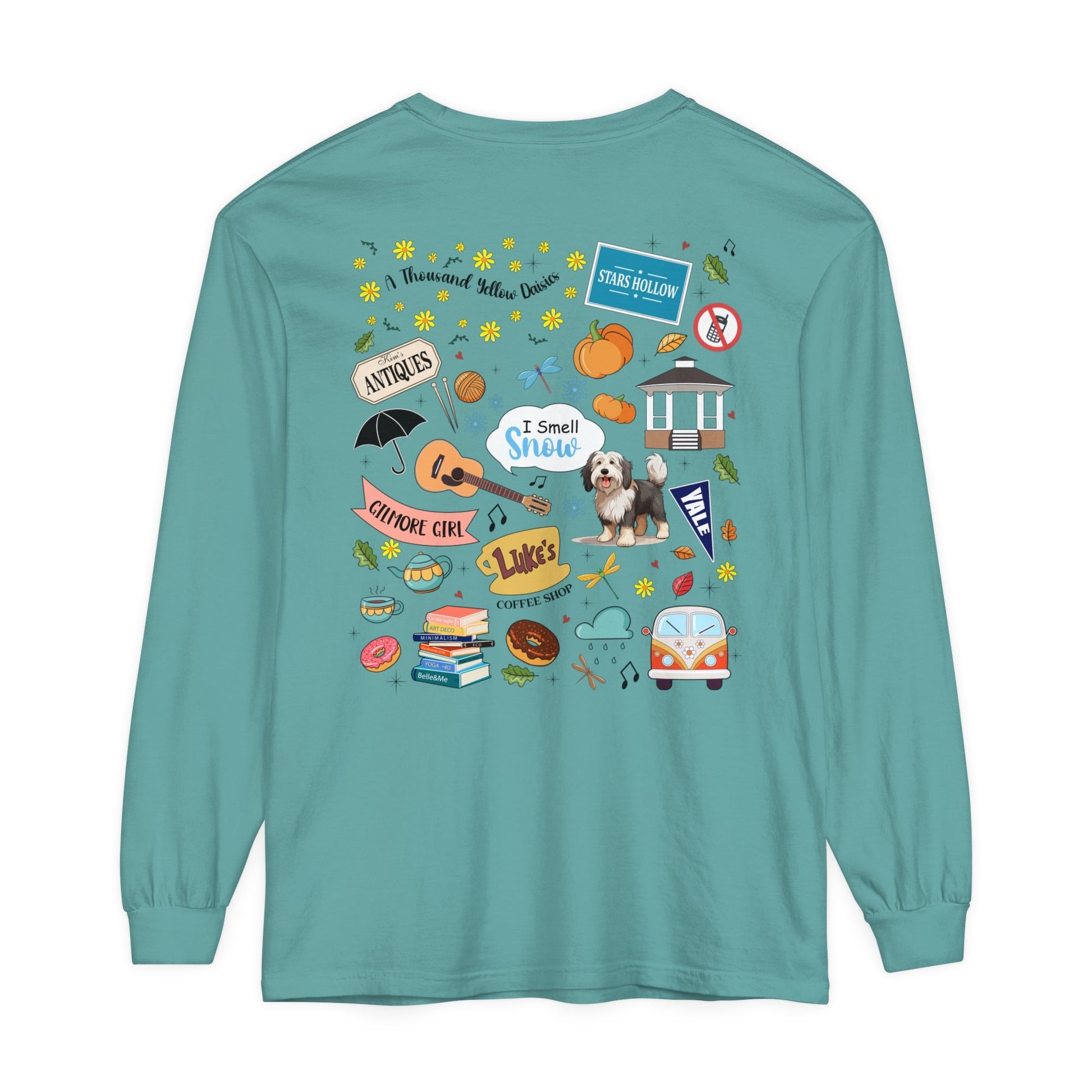 Comfort Colors Gilmore Girls Stars Hollow Collage Garment - dyed Long Sleeve T-Shirt - Awfullynerdy.co