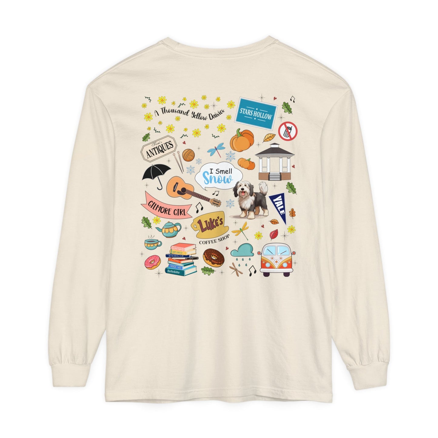 Comfort Colors Gilmore Girls Stars Hollow Collage Garment - dyed Long Sleeve T-Shirt - Awfullynerdy.co