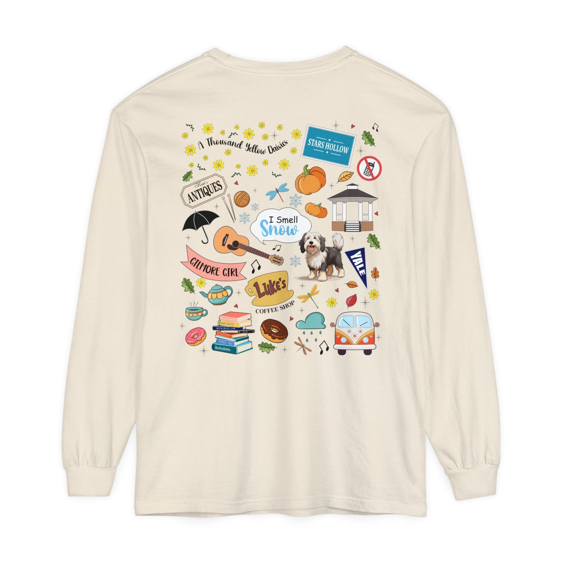 Comfort Colors Gilmore Girls Stars Hollow Collage Garment - dyed Long Sleeve T-Shirt - Awfullynerdy.co