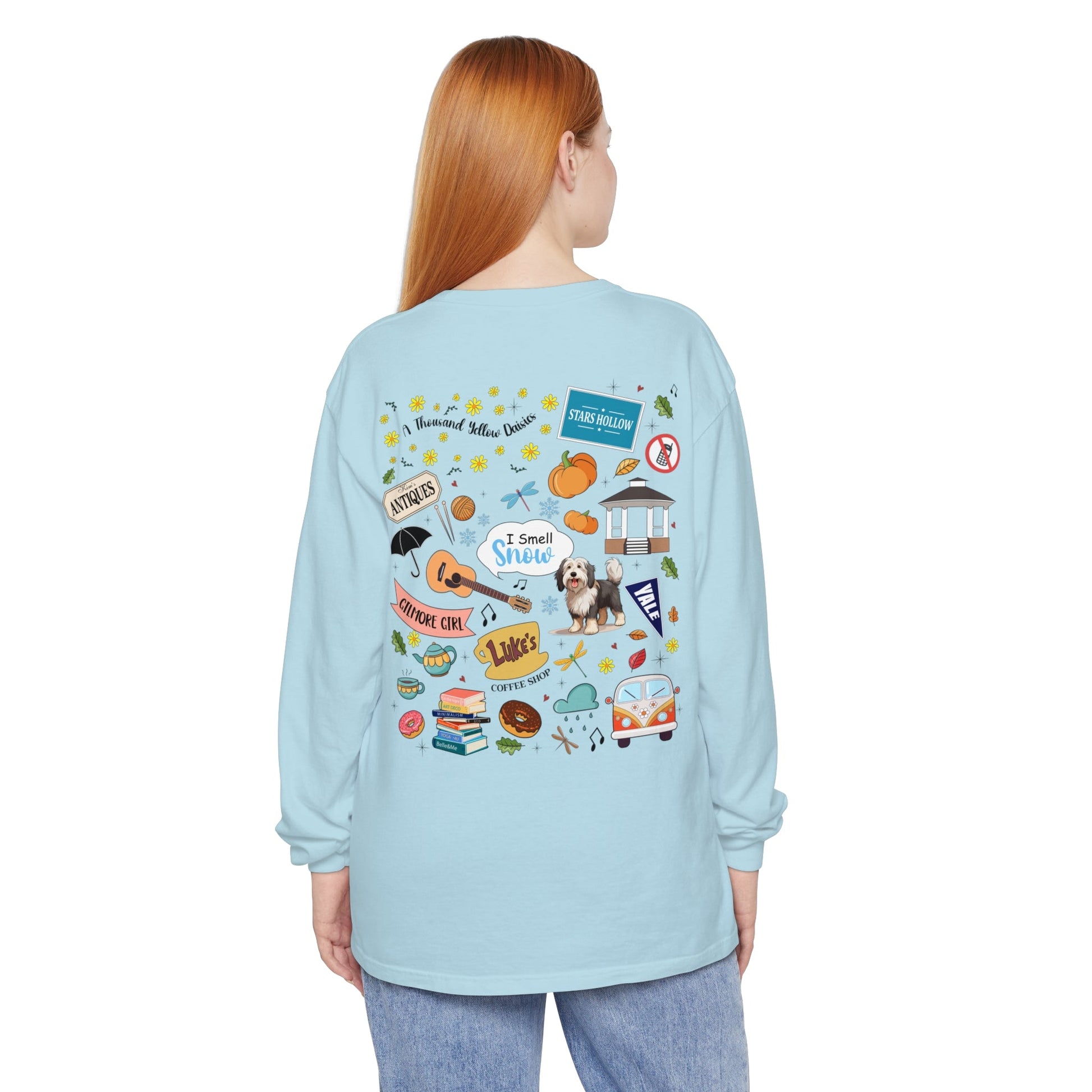 Comfort Colors Gilmore Girls Stars Hollow Collage Garment - dyed Long Sleeve T-Shirt - Awfullynerdy.co