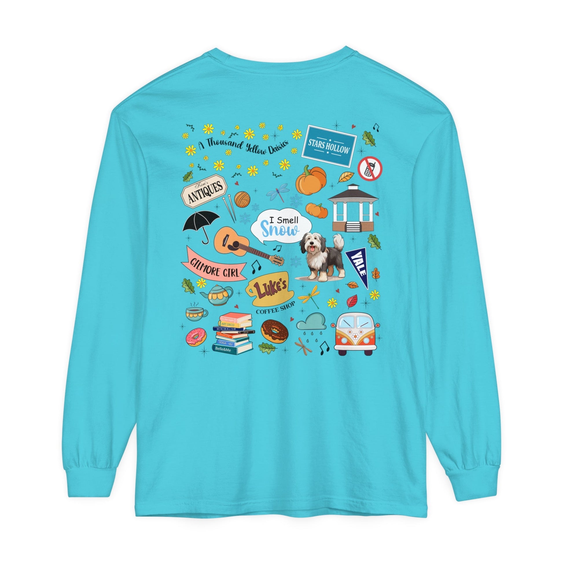 Comfort Colors Gilmore Girls Stars Hollow Collage Garment - dyed Long Sleeve T-Shirt - Awfullynerdy.co