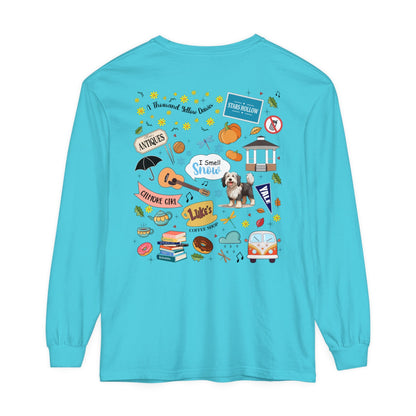 Comfort Colors Gilmore Girls Stars Hollow Collage Garment - dyed Long Sleeve T-Shirt - Awfullynerdy.co