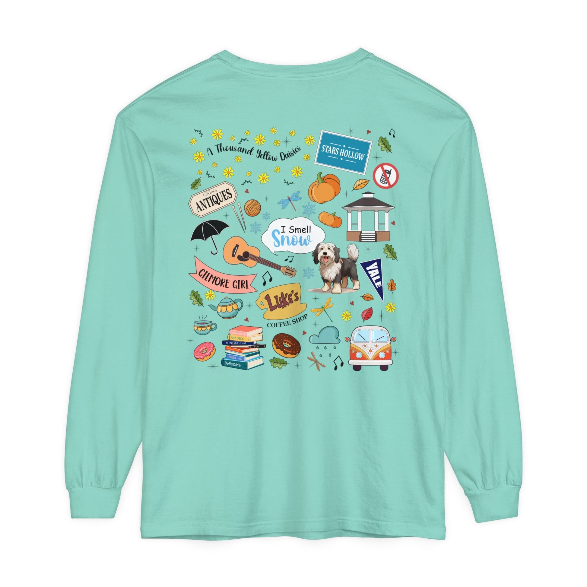 Comfort Colors Gilmore Girls Stars Hollow Collage Garment - dyed Long Sleeve T-Shirt - Awfullynerdy.co