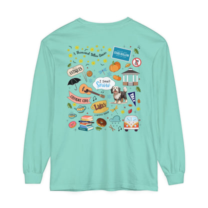 Comfort Colors Gilmore Girls Stars Hollow Collage Garment - dyed Long Sleeve T-Shirt - Awfullynerdy.co