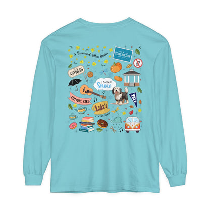 Comfort Colors Gilmore Girls Stars Hollow Collage Garment - dyed Long Sleeve T-Shirt - Awfullynerdy.co