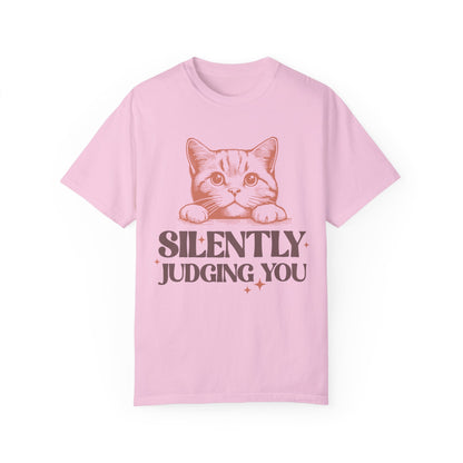 Comfort Colors Silently Judging You Kitty Unisex Garment - Dyed T - shirt - Awfullynerdy.co