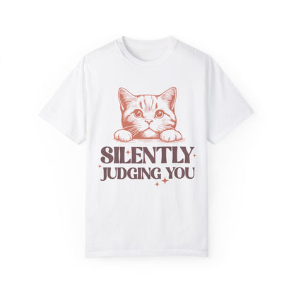 Comfort Colors Silently Judging You Kitty Unisex Garment - Dyed T - shirt - Awfullynerdy.co