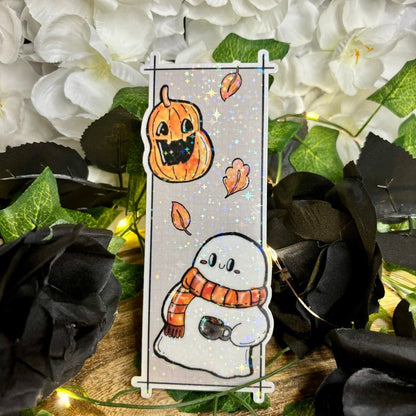 Cozy Autumn Ghost Cardstock Bookmark - Awfullynerdy.co