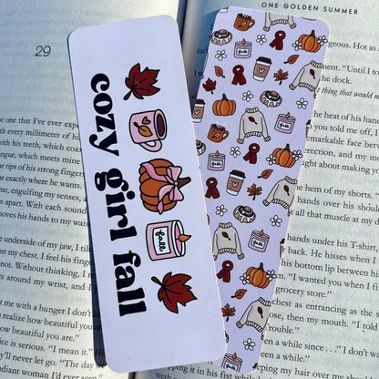 Cozy Girl Fall Dual - Sided Matte Cardstock Bookmark - Awfullynerdy.co