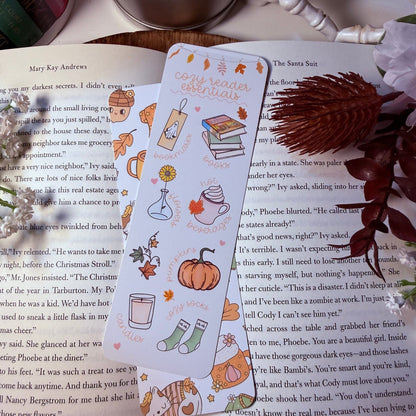 Cozy Reader Essentials Dual - Sided Matte Cardstock Bookmark - Awfullynerdy.co