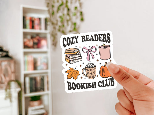 Cozy Readers Bookish Club Sticker - Awfullynerdy.co