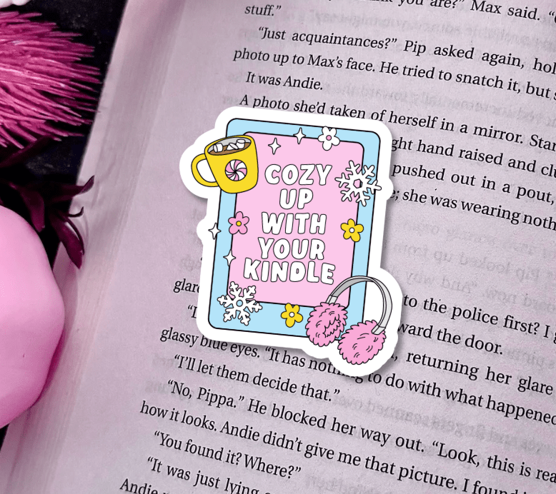 Cozy Up With Your Kindle Snowflake Sparkle Sticker - Awfullynerdy.co