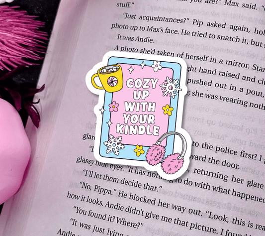 Cozy Up With Your Kindle Snowflake Sparkle Sticker - Awfullynerdy.co