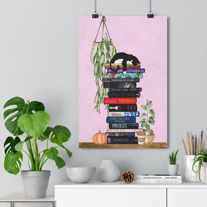 Custom Book Stack Paper Poster, Personalized Literary Art Print, Classroom Library Decor, Book Lover Gift, Reading Nook Wall Art, Office - Awfullynerdy.co