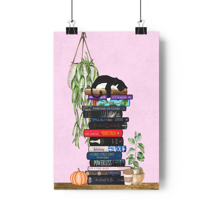 Custom Book Stack Paper Poster, Personalized Literary Art Print, Classroom Library Decor, Book Lover Gift, Reading Nook Wall Art, Office - Awfullynerdy.co