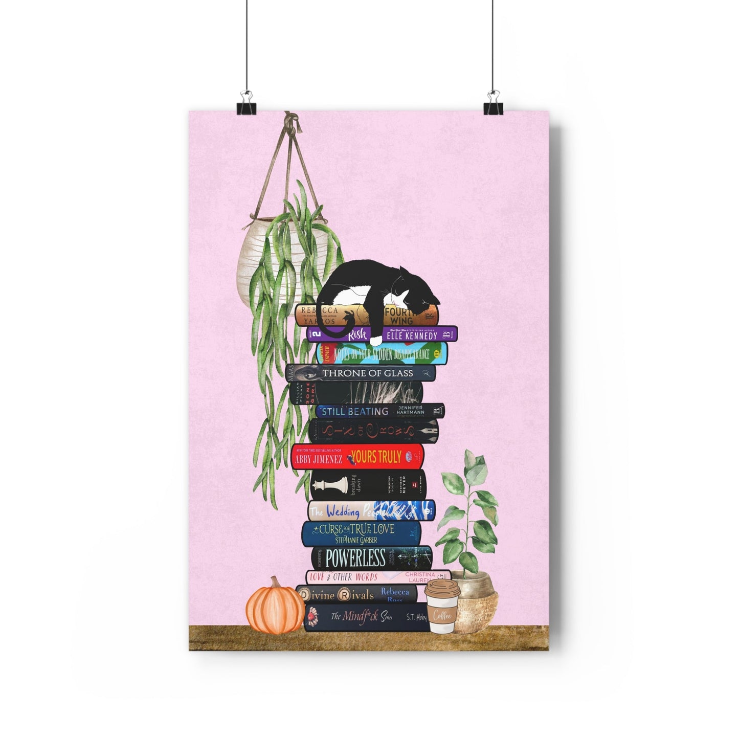 Custom Book Stack Paper Poster, Personalized Literary Art Print, Classroom Library Decor, Book Lover Gift, Reading Nook Wall Art, Office - Awfullynerdy.co