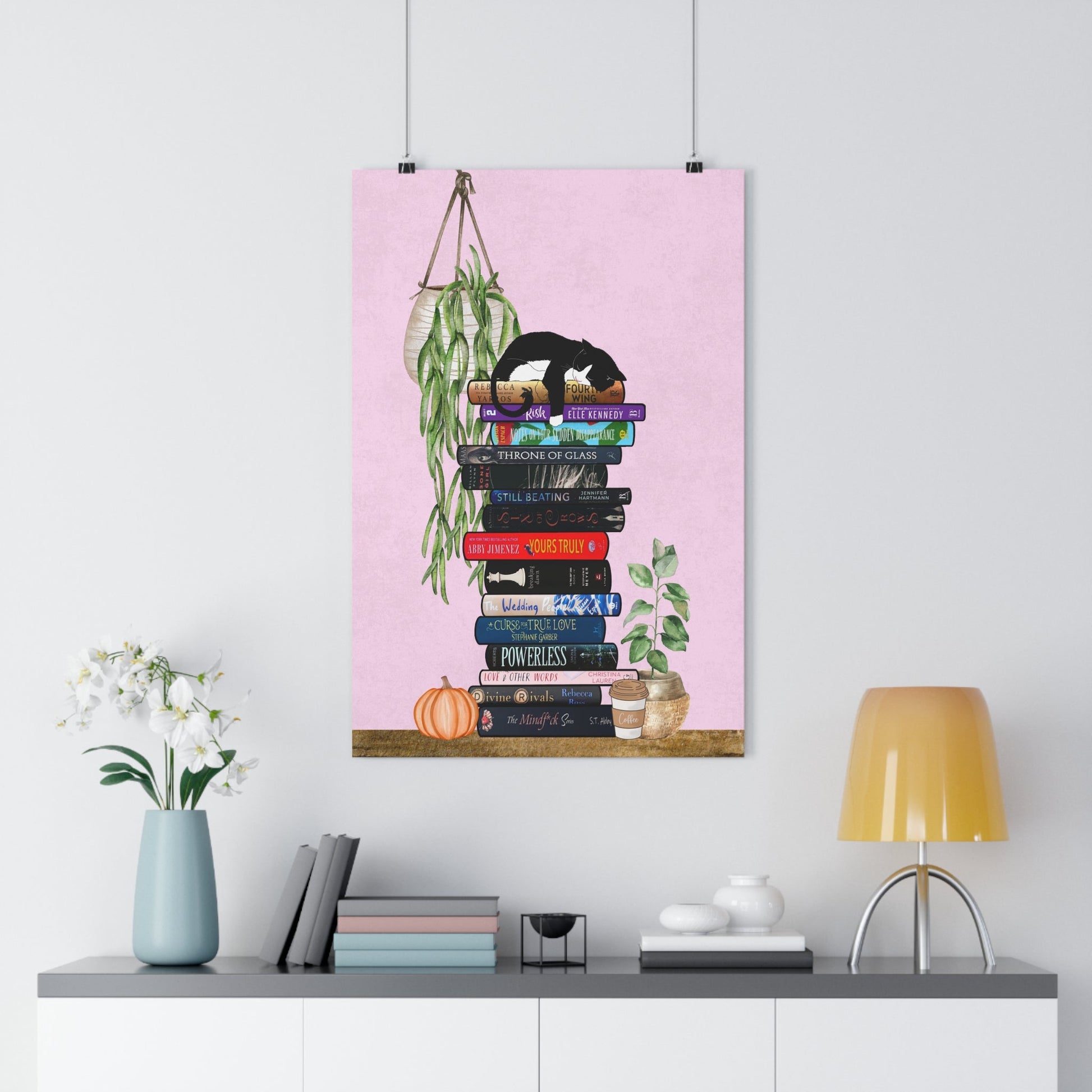 Custom Book Stack Paper Poster, Personalized Literary Art Print, Classroom Library Decor, Book Lover Gift, Reading Nook Wall Art, Office - Awfullynerdy.co