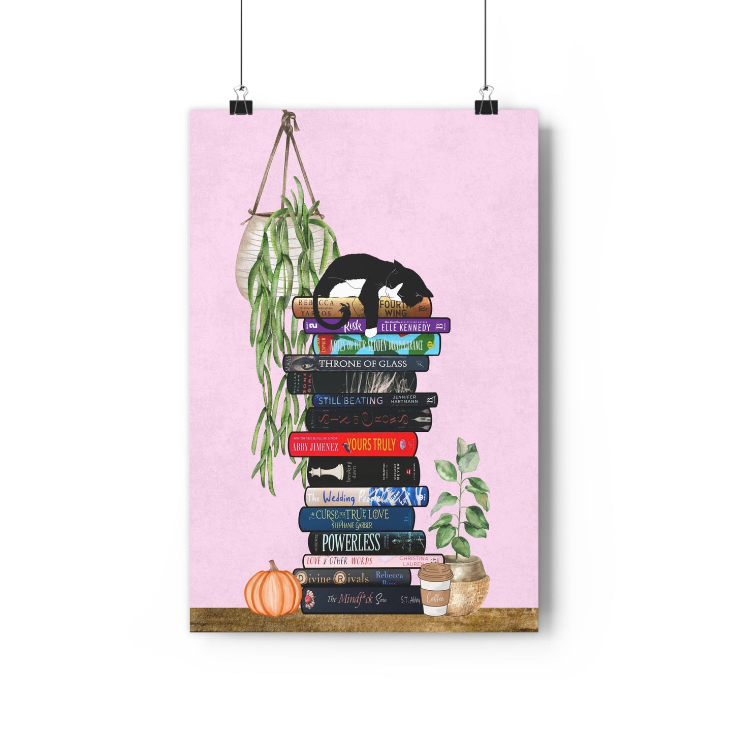 Custom Book Stack Paper Poster, Personalized Literary Art Print, Classroom Library Decor, Book Lover Gift, Reading Nook Wall Art, Office - Awfullynerdy.co