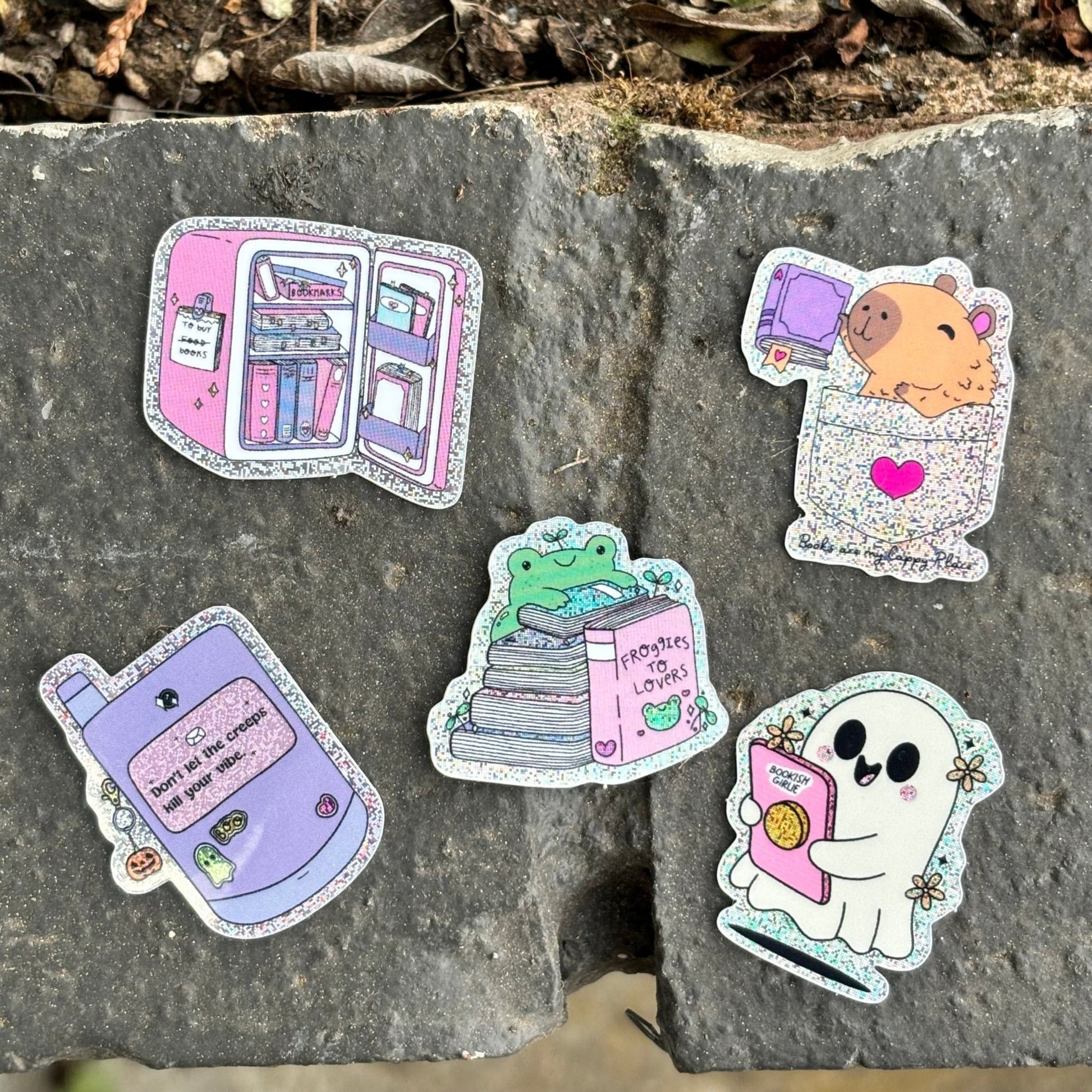 Cute Bookish Mini Glitter Stickers - Awfullynerdy.co