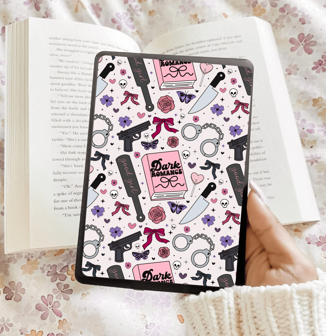 Dark Romance Books Pattern Kindle Insert - Three Sizes - Optional Lamination - Awfullynerdy.co