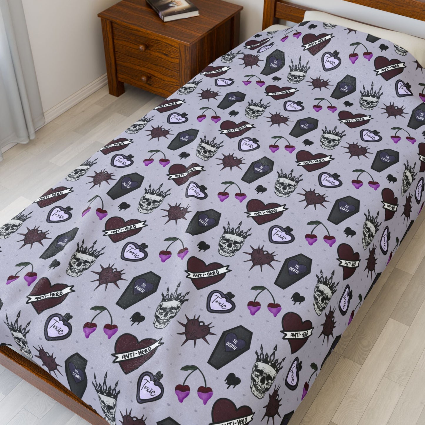 Dark Romance Gothic Plush Blanket, Cozy Throw, Halloween Decor, Spooky Home Accents, Gothic Aesthetic, Gifts for Her, Warm Living Room Accessory - Awfullynerdy.co