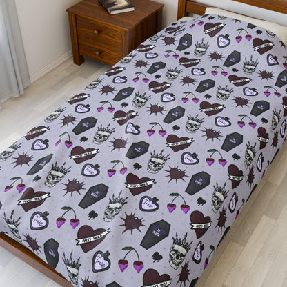 Dark Romance Gothic Plush Blanket, Cozy Throw, Halloween Decor, Spooky Home Accents, Gothic Aesthetic, Gifts for Her, Warm Living Room Accessory - Awfullynerdy.co