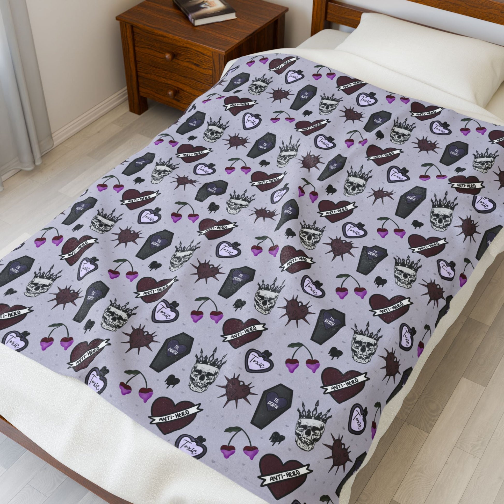 Dark Romance Gothic Plush Blanket, Cozy Throw, Halloween Decor, Spooky Home Accents, Gothic Aesthetic, Gifts for Her, Warm Living Room Accessory - Awfullynerdy.co